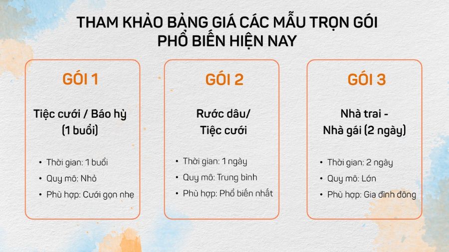  Tham khảo gói cưới