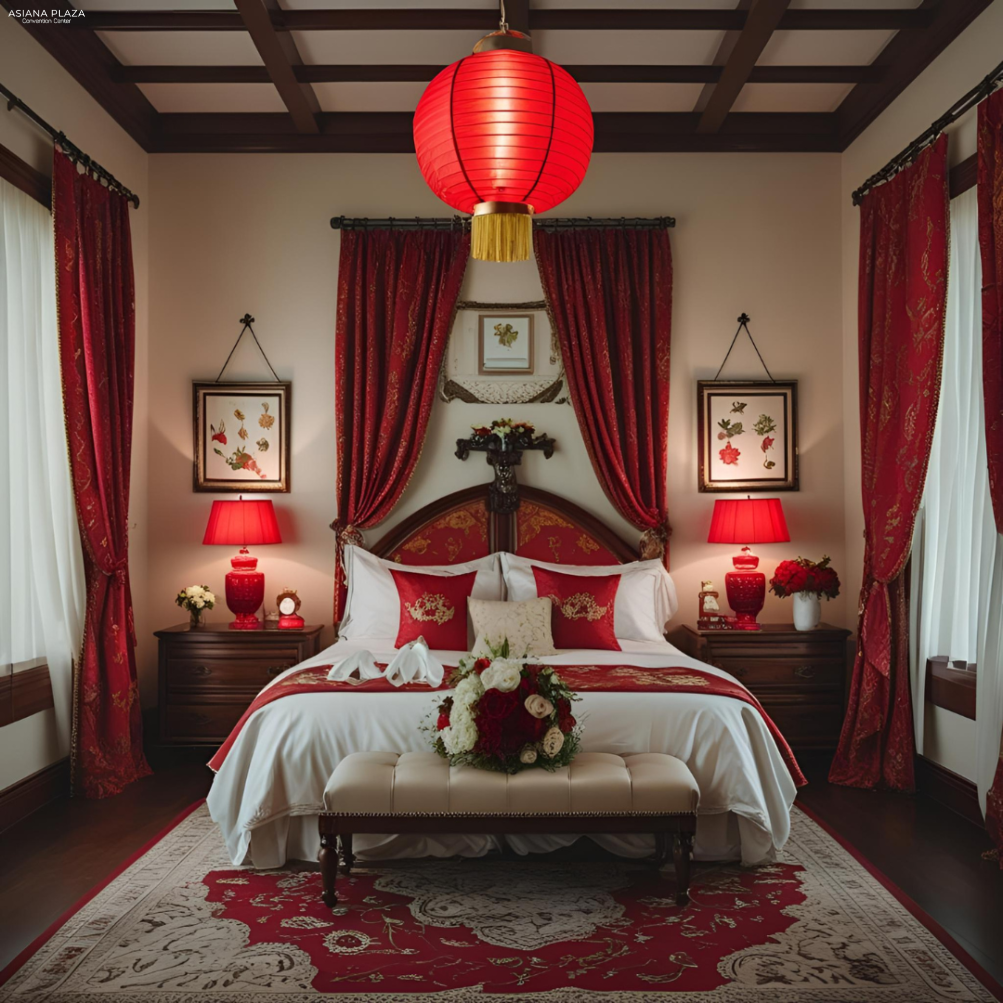 Đèn lồng đỏ trang trí phòng cưới