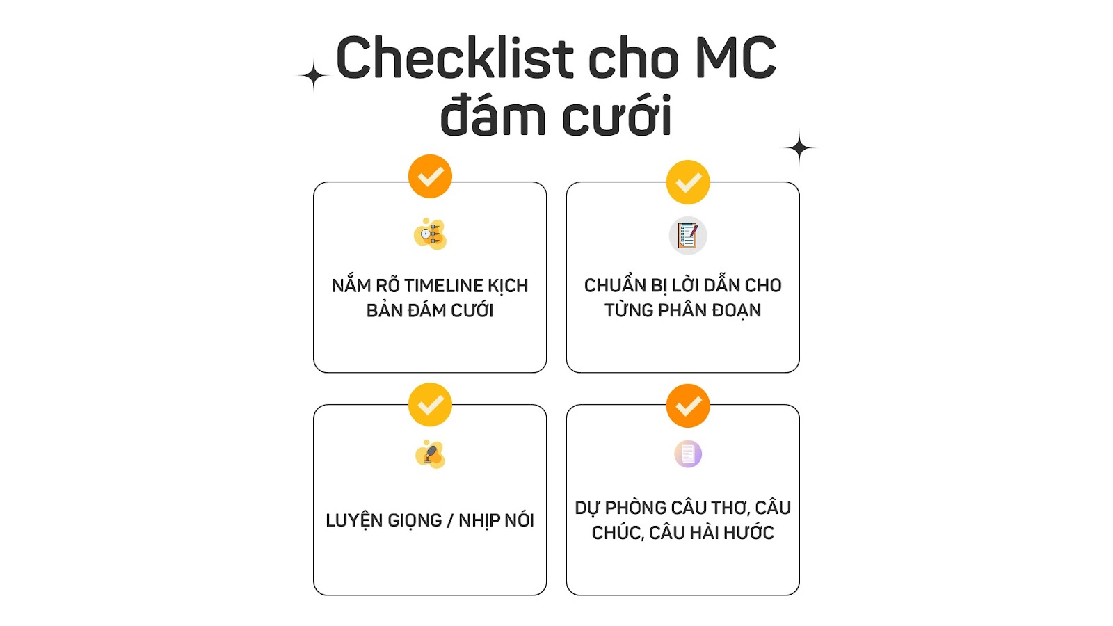 checklist kịch bản đám cưới cho MC