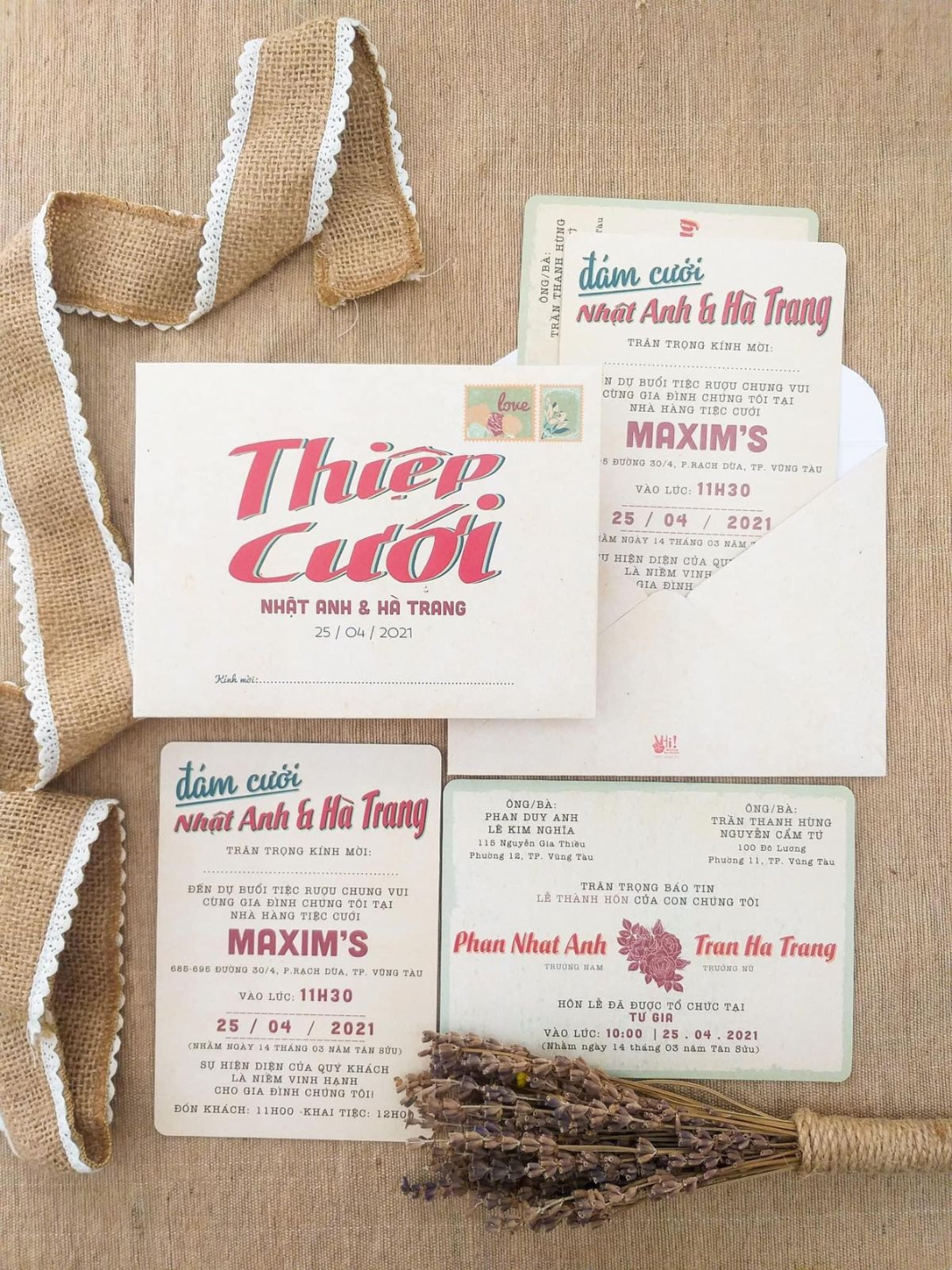 mẫu thiệp cưới vintage