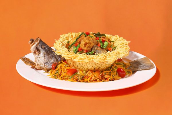 Cá Chẽm Chiên Muối Ớt Thái - Nộm Đu Đủ