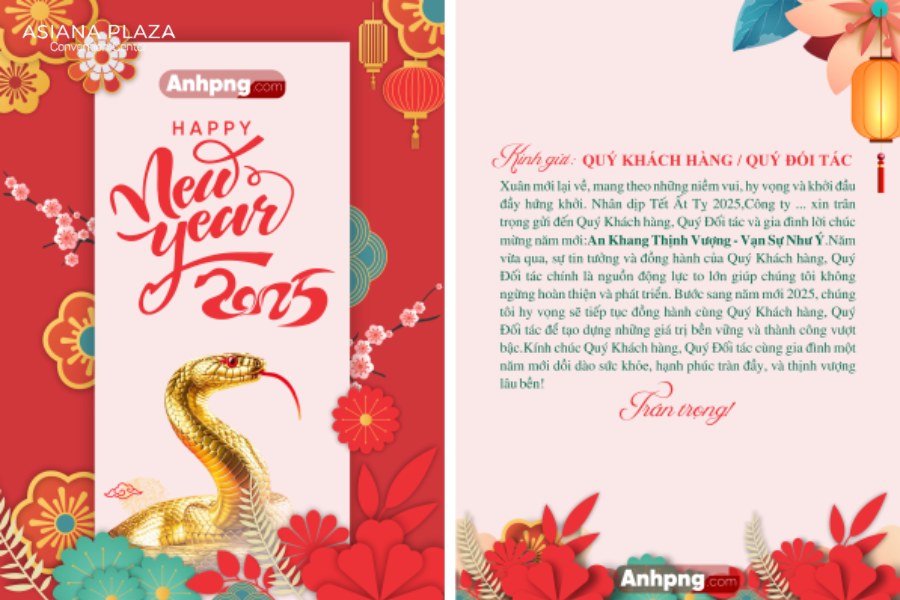 thư mời tất niên tone đỏ