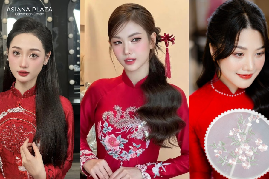 Makeup mặc áo dài đỏ