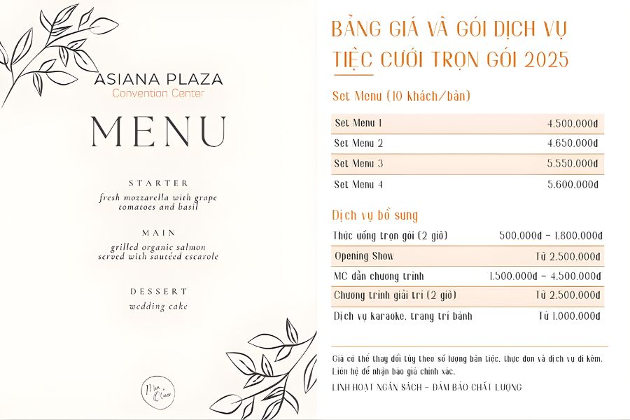 giá tiệc cưới trọn gói