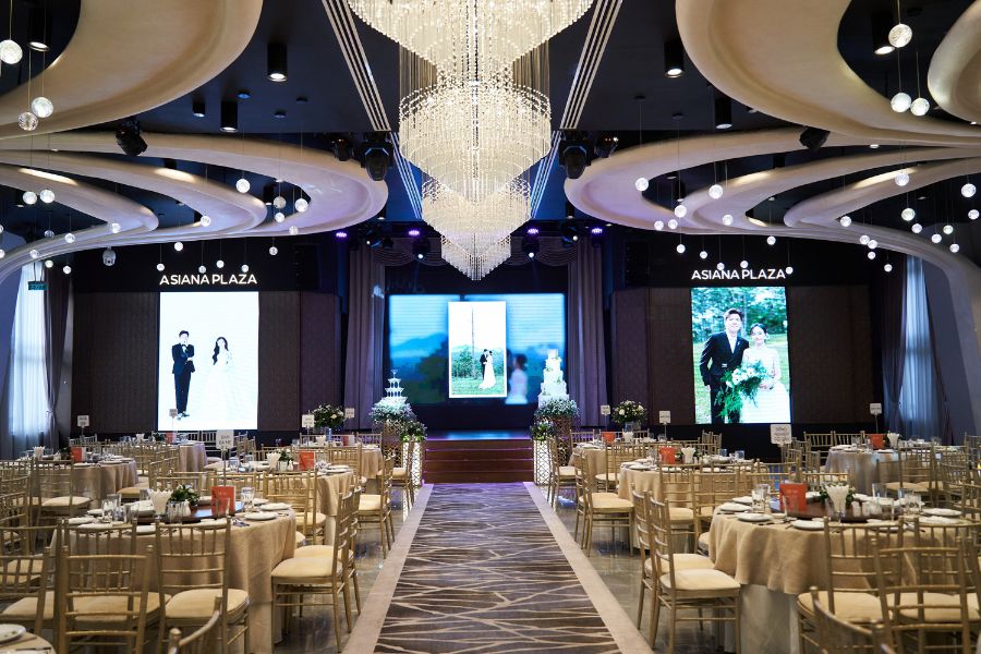 Không gian sảnh cưới đầy đủ tiện ích